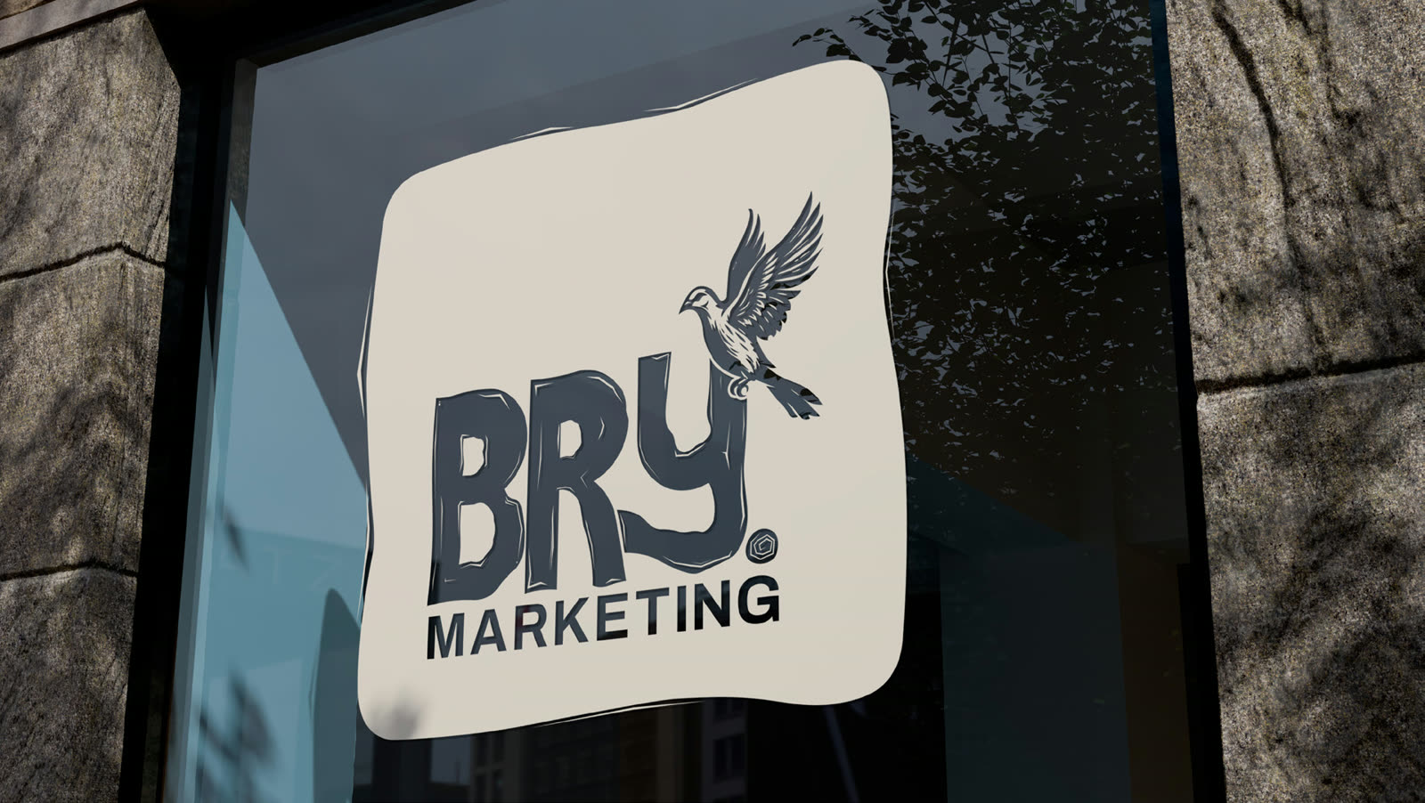 Adesivo do logo Bry em vitrine